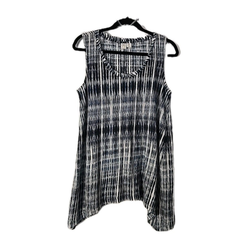 Artisan‎ NY Blue &  White Sleeveless Linen Blouse Women's Size Medium